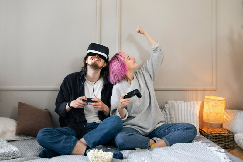 young couple playing video games 2, kidult trend