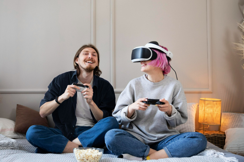 young couple playing video games, kidult trend